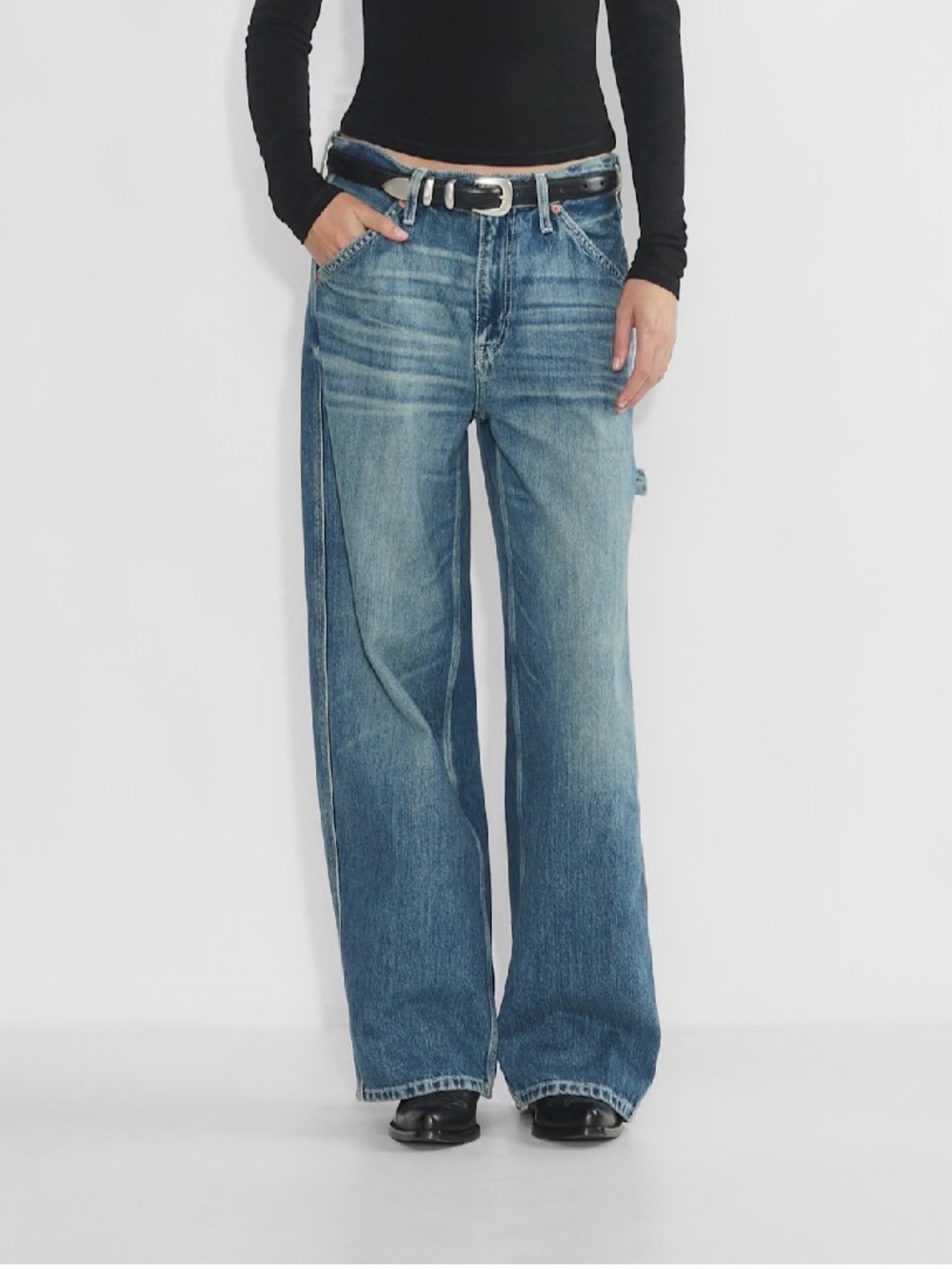 RE/DONE wide leg high-rise carpenter pants light wash jeans - Sz 26